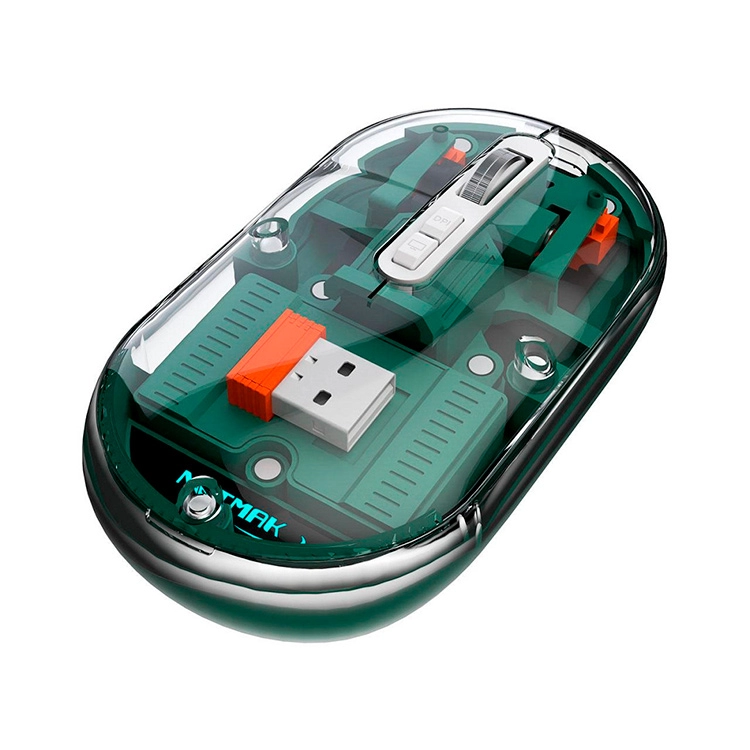 Mouse Netmak Optimize M670 Inalambrico Transparente Verde 2.4GHZ BT 5.0 Art.NM-M670-G.